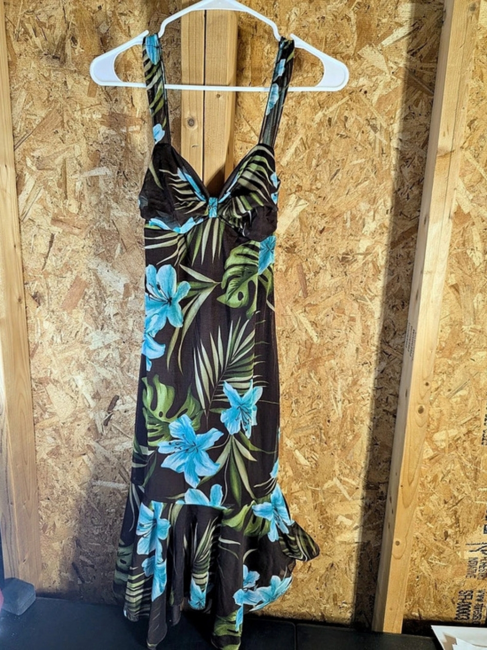 Floral Maxi Dress in Black & Blue Like New